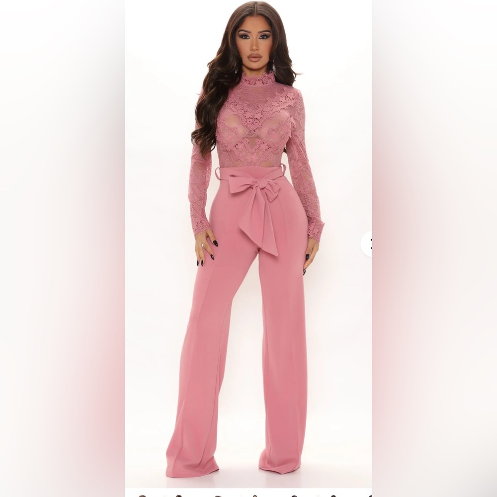 Fashion Nova Mauve Floral Lace jumpsuit